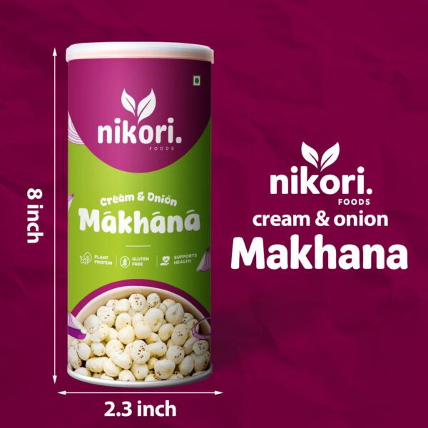 8 Cream & Onion Makhana - Healthy, Gluten-Free, Plant Protein Snack 77g Fox Nut (1 x 77 g)