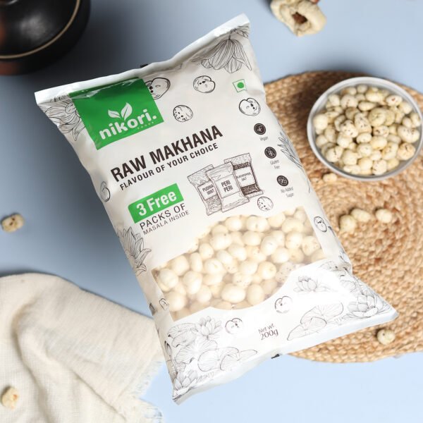 IMG_8629 Nikori Premium Raw Makhana – 200 g with 3 Free Masala Sachets