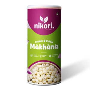 Cream & Onion Makhana - Healthy, Gluten-Free, Plant Protein Snack 77g Fox Nut (1 x 77 g)